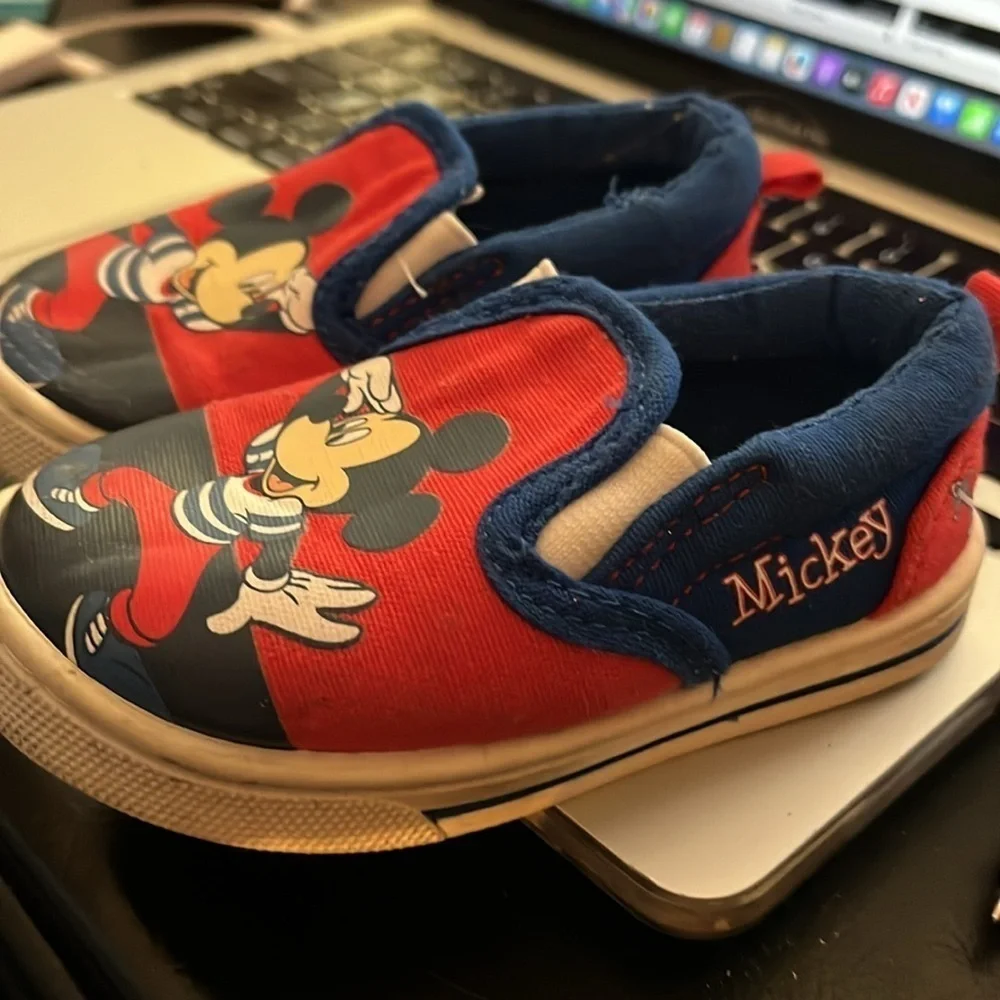 Disney Mickey Mouse Kids Slip-On Shoes - Red and Blue